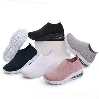 Women's Ladies Sock Wedge Trainers Sneakers Slip On Classic Jogging Pumps Shoes. • $28.78