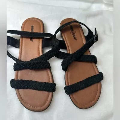 Minnetonka Women's Santorini Braided LeatherSandal Size 9 Black • $12