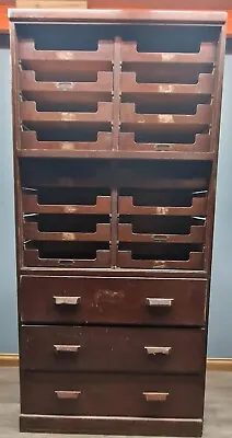 Antique Victorian Oak Haberdashery Cabinet With 16 Filing & 3 Deep Drawers  • £799