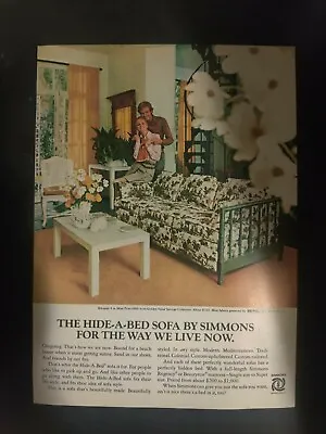 Simmons Sofa Ad 1970 Biscayne Cane Hide-a-Bed Vintage Magazine Print • $4.99