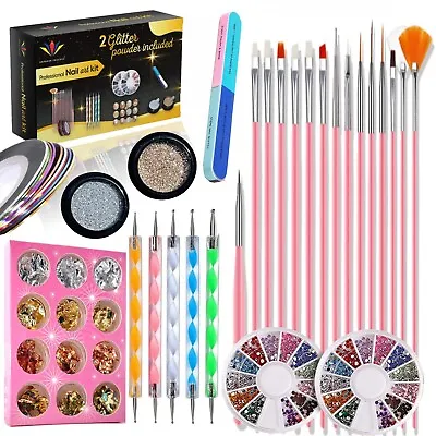 Nail Art Kit Accessories 15pcs Nail Art Brushes Nail Dotting ToolsStripping • £8.99