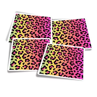 4x Vinyl Stickers Rainbow Coloured Leopard Print Pattern #53341 • £3.99