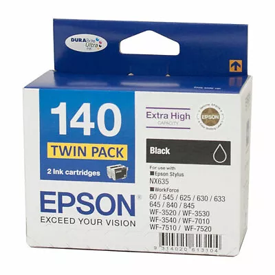 Genuine Epson 140 Black Twin Pack Black 945 Pages X 2 C13T140194 • $88.70