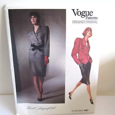 Vintage Sewing Pattern VOGUE Designer Original Karl Lagerfeld # 1747 SZ 10 FF • $9.99