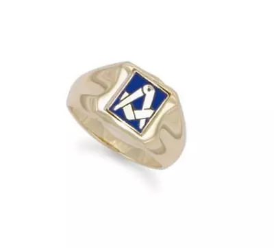 9ct Yellow Gold Enamelled Swivel Centre Masonic Ring  Sizes R To Z+3 (020) • £399