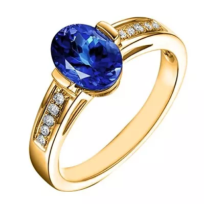 14KT Yellow Gold 2.10Ct 100% Natural Blue Tanzanite IGI Certified Diamond Ring • $440