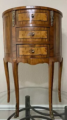Louis XV Style French Marquetry Half Oval Moon Nightstand Night End Table • $704.57