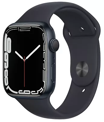 Apple Watch Series 7 GPS 45mm Midnigt  Aluminum Case - Mid Sport Band MKN53LL/A • $259.95