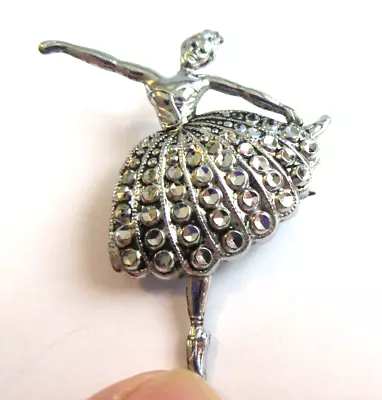 Vintage Charles Horner Staybrite Ballerina Brooch Silvertone & Enamel Brooch Pin • £7.95