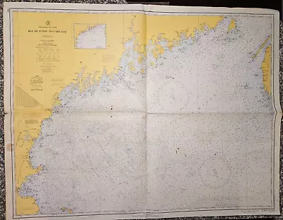 BAY OF FUNDY TO CAPE COD MAINE MASS Vintage 1966 Nautical Chart C.& G.S. 1106 • $38