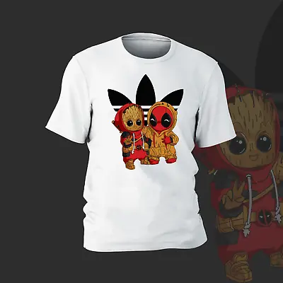 Deadpool Groot T-Shirt Mens Kids Comedy Marvel Insipired Funny Gift Present Tee • £12.99