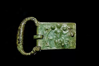 £85 • Buy Rare Medieval Buckle Plate With King Seated Holding Hawk In Repoussé Decoration