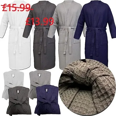 Unisex Cotton Waffle Bath Robe Men & Women Dressing Gown Light Weight Nightwear. • £16.99