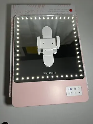 Riki Loves Riki RIKI 10X Skinny Lighted Mirror Pink With Leaves Design Open Box • $88
