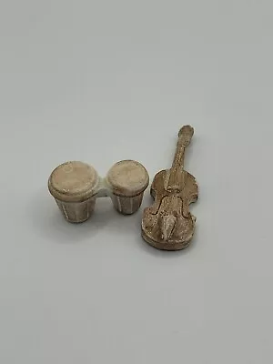 Vintage Ceramic Miniature Guitar & Bongo Drum Dollhouse Decor *** • $14
