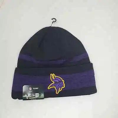 New Era Black Minnesota Vikings 2021 NFL Sideline Tech Cuffed Knit Hat • $17