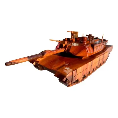 M1A1 Abrams Tank Mahogany Wood Desktop Tank Model • $199.95