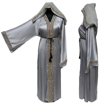 $63.65 • Buy Luxury Satin Women Stone Work Abaya Jalabiya Arab Long Dress