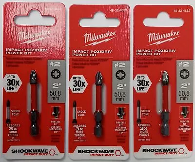 Milwaukee 48-32-4832 Philips Shockwave 2 Inch Impact Pozidriv Driver Bits 3pcs. • $3.75