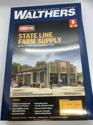 N Scale Walthers Cornerstone 933-3808 State Line Farm Supply Building Kit • $41.33