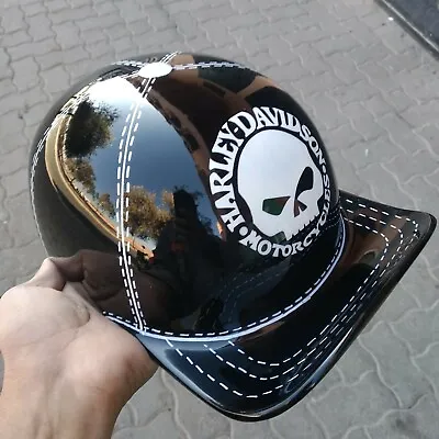 Motorcycle Helmet Baseball Cap Style Fiberglass Custom Helmet Bike Black Hd • $220