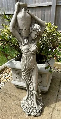 Lady With Wine Jug Stone Garden Statue | Outdoor Classical Sculpture Ornament  • £47.99