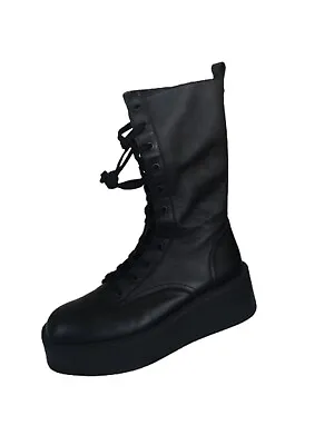 £35 • Buy Zara Genuine Leather Black Chelsea Platform Boots Zip And Laced Eu 40