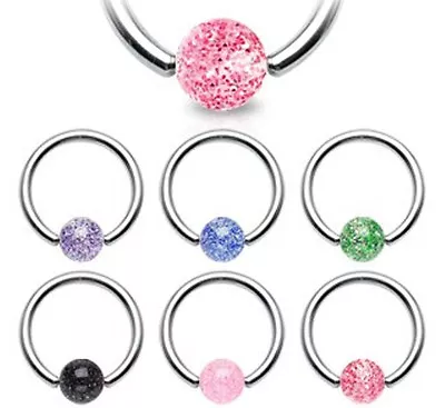 CBR Captive Bead Ring With Glitter Ball • £2.49