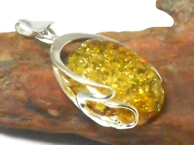 AMBER  Sterling  Silver  925  Gemstone  PENDANT   -  Gift Boxed • £79