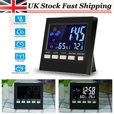 LED Digital LCD Display Alarm Clock With Temperature Calendar Weather Station • £6.79