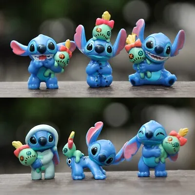 1 Set 6 Disney Stitch Loves Doll Scrump Figures Figurines Cup Cake Ornament Toy • £4.79