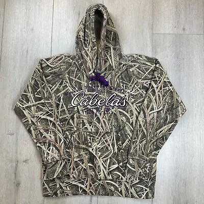 Vintage Cabelas Hoodie Womens M Camo Sweatshirt Mossy Oak Duck Hunting Cattails • $21.39