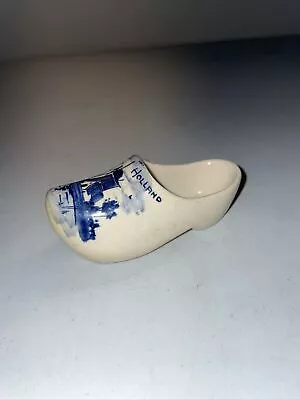 Vintage Dutch Holland Ceramic Porcelain Windmill Blue White 3.5  Shoe Clog • $2.99