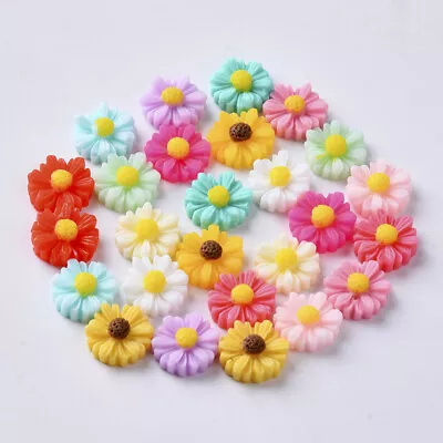 Flower Cabochons 11mm Set Of 20 Mix Colour Daisy Embellishments Resin Flower • £3.30