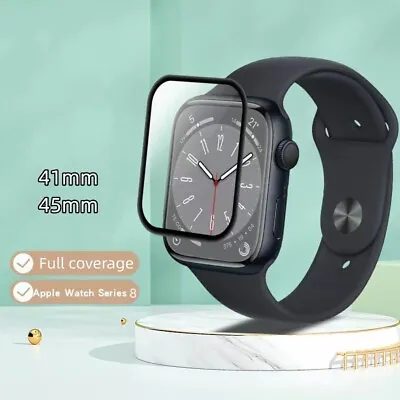 $4.99 • Buy For Apple Watch Series 8 7 41mm 45mm Full Cover Tempered Glass Screen Protector