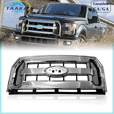 Chrome Front Upper Grille Grill W/O Camera For 2015 2016 2017 Ford F150 F-150 • $124.99