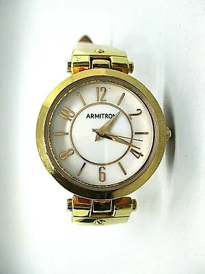  Armitron Gold Tone Pink Leather Band Analog Watch • $8.99