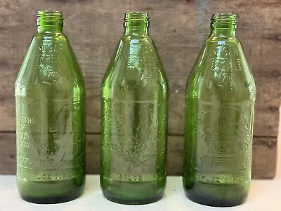 3 Vintage 7UP 1776-1976 Bicentennial Embossed Green 16 Oz Glass Bottles • $8.50