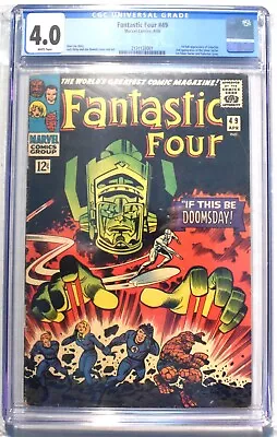 $1195 • Buy Fantastic Four #49 CGC 4.0 WHITE PAGES 1966 First Galactus, Silver Surfer Cover