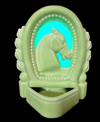 Vtg MCM Granny Apple Green Horse Shoe Horse Television Console Lamp • $45.50