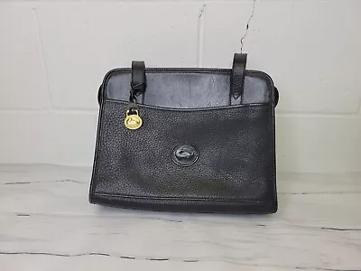 Vintage Dooney And Bourke Solid Black Leather Shoulder Bag Purse  • $57