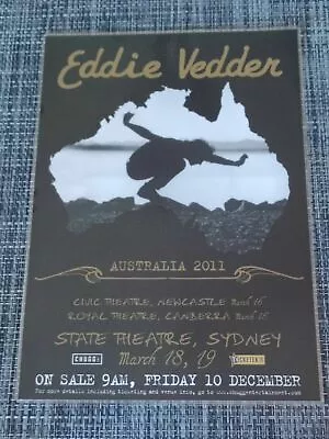 EDDIE VEDDER - PEARL JAM - 2011 Australia Tour - Laminated Promo Tour Poster • $15.95