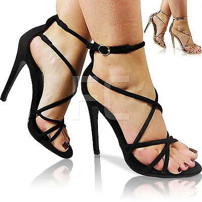 £18.95 • Buy New Womens Ladies High Heel Stiletto Strappy Buckle Peep Toe Sandals Shoes Size