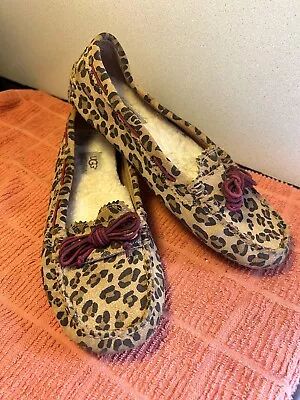 UGG Suede Animal Print Moccasins Size 8 • $25.99