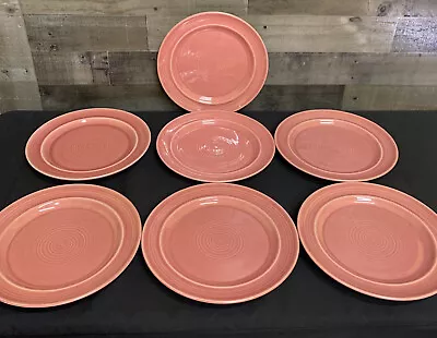 VTG 1980's Metlox Colorstax Pink Rose Dinner Plates USA Pottery California X 7 • $89.99