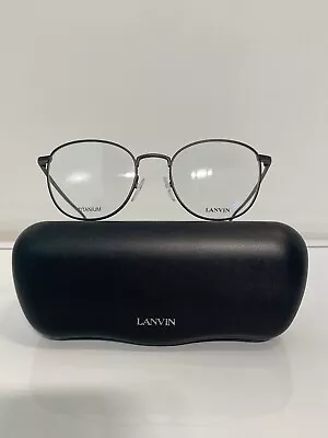 NIB Lanvin Vln093 531 Matte Black Titanium Round Metal Eyeglasses 50mm • $150