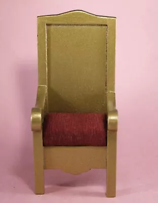 Dollhouse Miniature Large Wood Throne CHAIR 1:12 Painted Gold W/ Red Seat Royal • $12.99