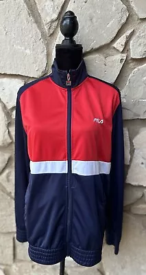 Vintage FILA Mens Track Jacket Medium Red White Blue Windbreaker Full Zip EC • $34.99