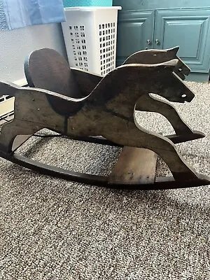 Vintage Antique Toddlers Rocking Horse Wooden Ride On Toy Made Hand Made Rare • $200