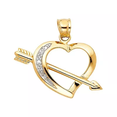 14K Two Tone Gold Heart With Arrow Pendant • $255.19
